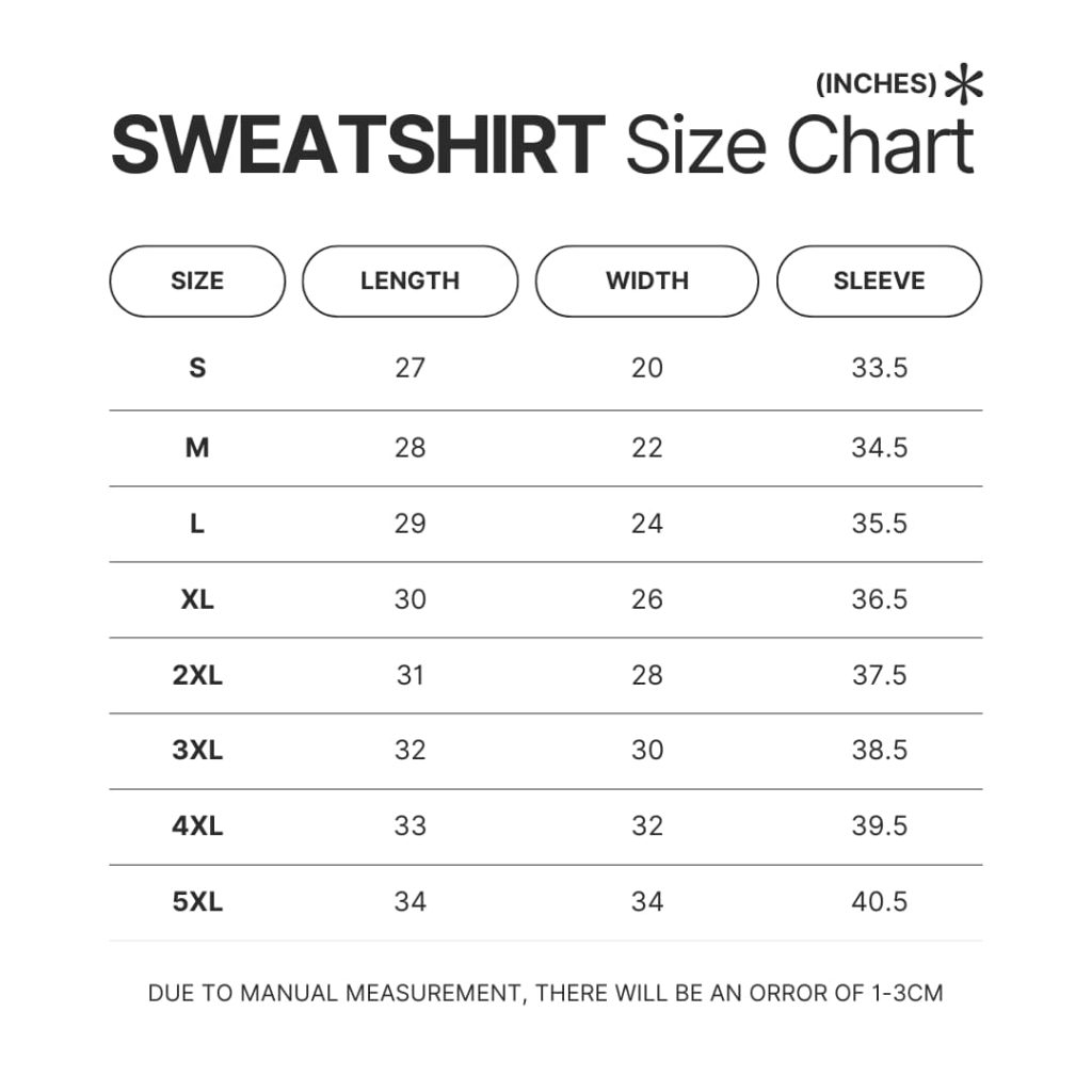 Sweatshirt Size Chart - Schnauzer Gifts