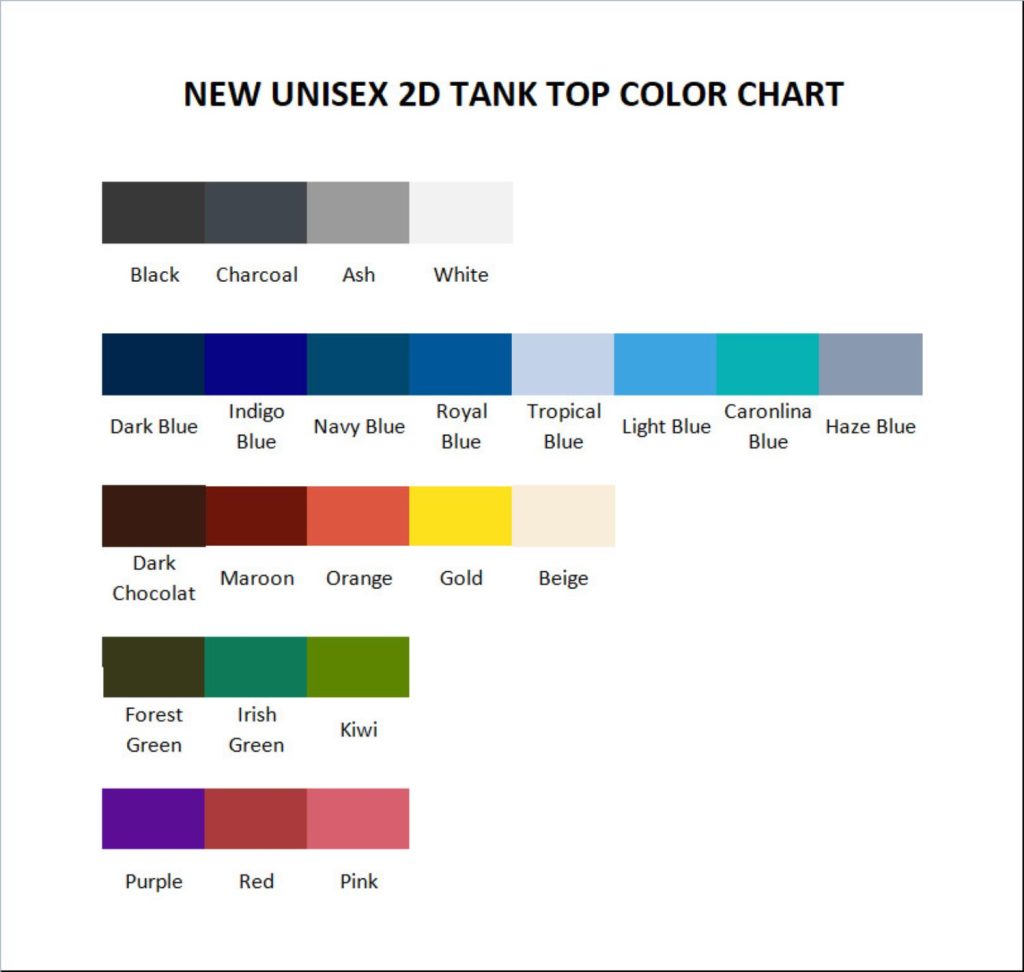 tank top color chart - Schnauzer Gifts