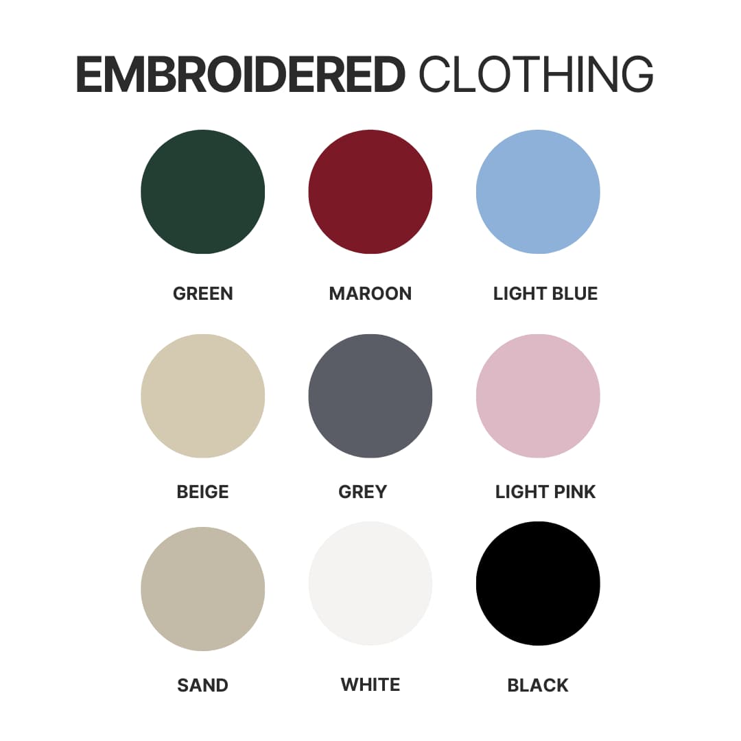 Embroidered clothing color chart - Schnauzer Gifts