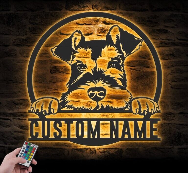 Custom Peeking Schnauzer Metal Sign With Lights e1723103665490 - Schnauzer Gifts