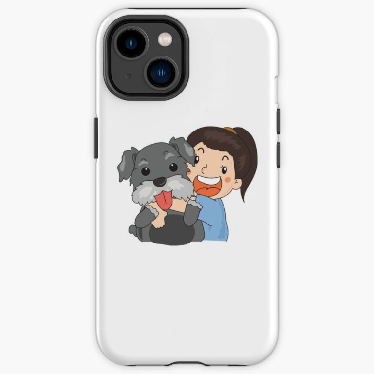 Girl Hugging A Schnauzer Phone Case - Schnauzer Gifts